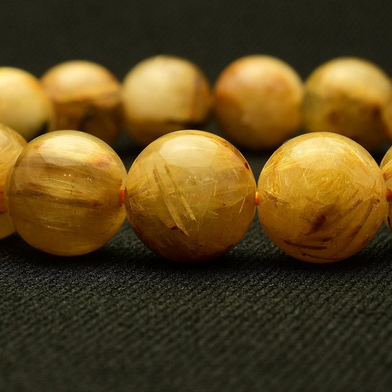 天然石ブレスレット 【無限の金運エネルギー】 太陽放射ルチル 11-12mm