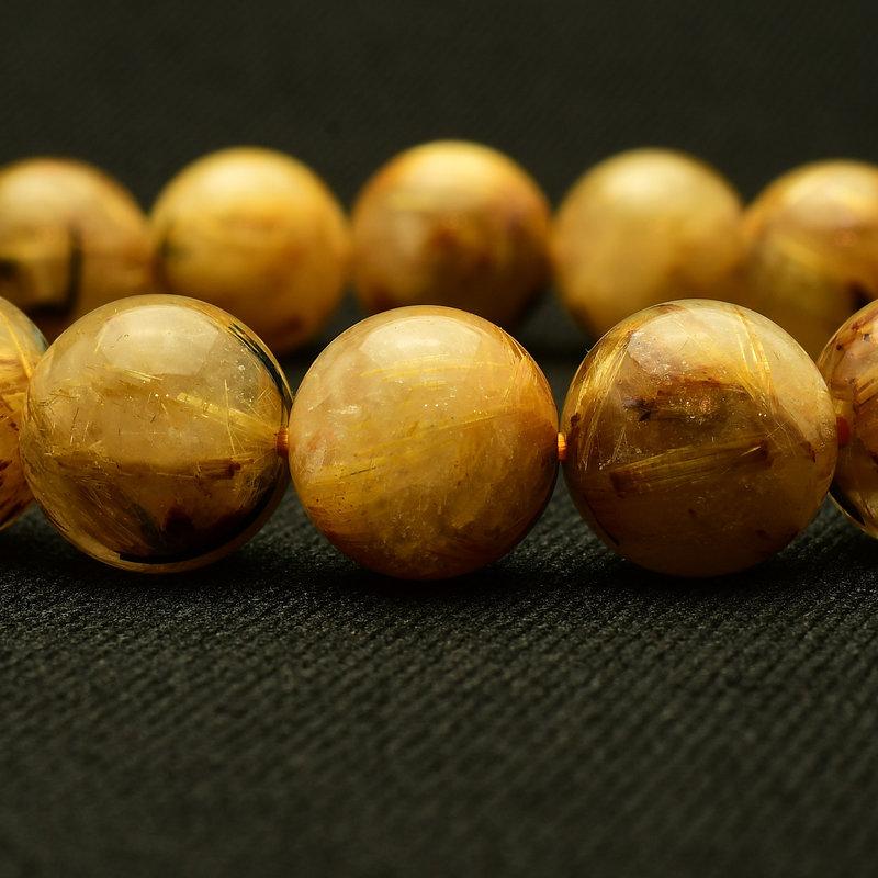 無限の金運エネルギー】 太陽放射ルチルブレスレット 11-12mm 一点物