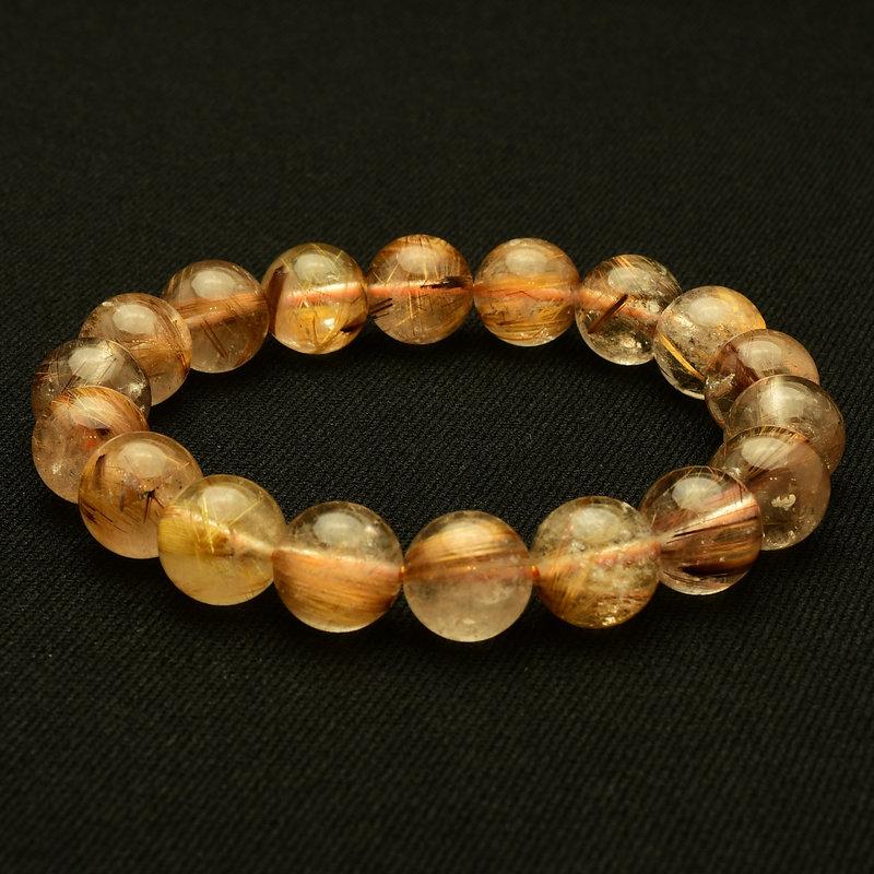 成功へ導く知性の光☆】 タイガータイチンルチル ブレスレット 11-12mm