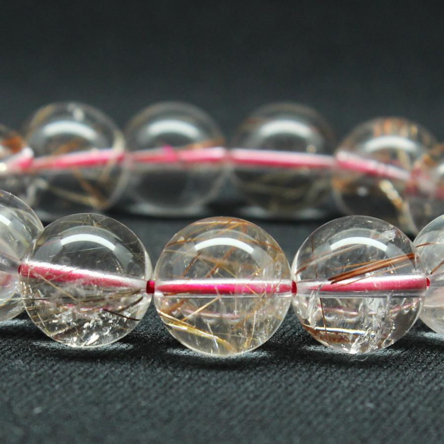 天然石ブレスレット 透明感MAXなレッドルチルクォーツ【約14mm】一点物【 GHB120・62g】送料無料 京海堂の画像
