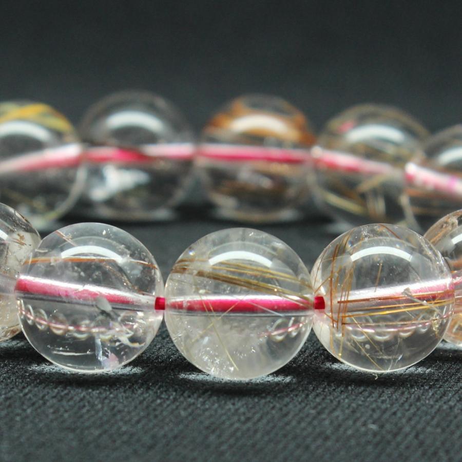 天然石ブレスレット 透明感MAXなレッドルチルクォーツ【約14mm】一点物【 GHB120・62g】送料無料 京海堂の画像