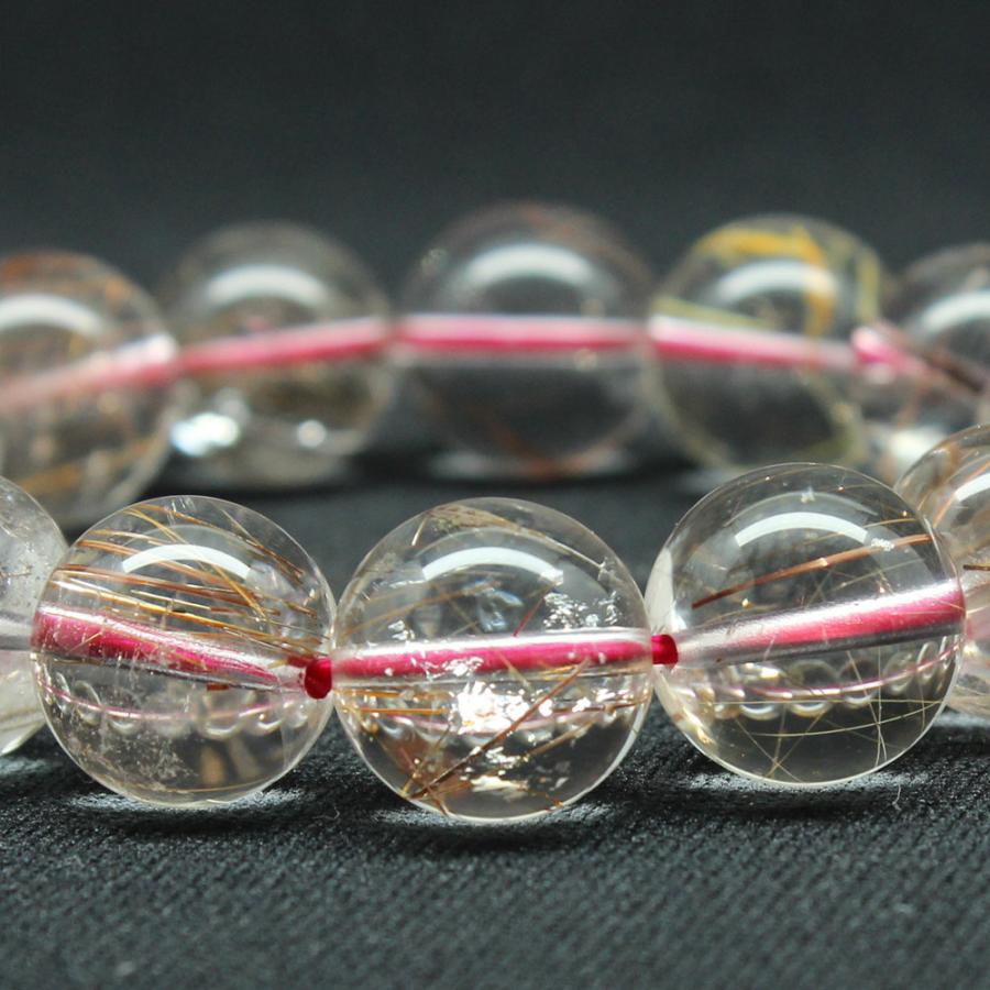 天然石ブレスレット 透明感MAXなレッドルチルクォーツ【約14mm】一点物【 GHB120・62g】送料無料 京海堂の画像