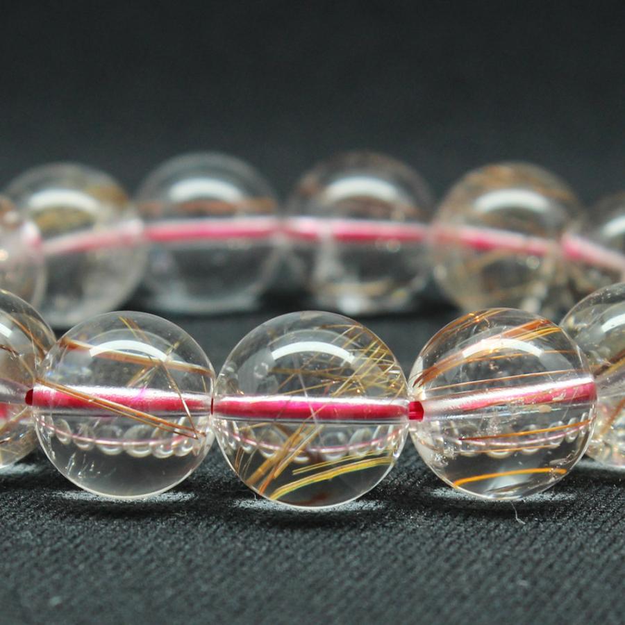 天然石ブレスレット 透明感MAXなレッドルチルクォーツ【約14mm】一点物【 GHB120・62g】送料無料 京海堂の画像