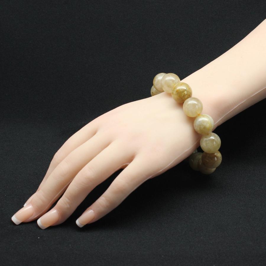 ゴールドルチル*16mm*天然石ブレス 天然石ブレスレット ゴールドルチルクォーツ 16mm 一点物【ミルキーな