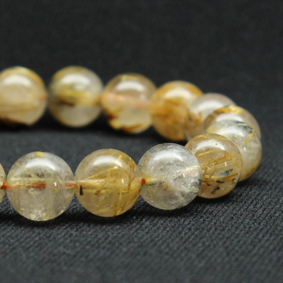 天然石ブレスレット  ゴールドルチルクォーツ 太陽放射 一点物 10mm 【 GHB133・28g】金運上昇・ 浄化発送 京海堂の画像