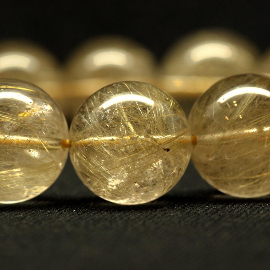 天然石ブレスレット 17mm大玉ルチルGHB140   ゴールドタイチンルチル 金針水晶高品質メンズレディース 金運爆上 京海堂の画像