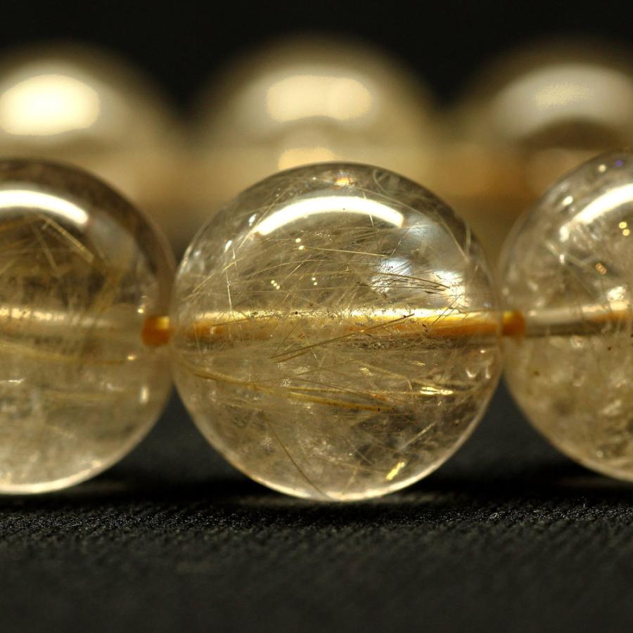 天然石ブレスレット 17mm大玉ルチルGHB140   ゴールドタイチンルチル 金針水晶高品質メンズレディース 金運爆上 京海堂の画像