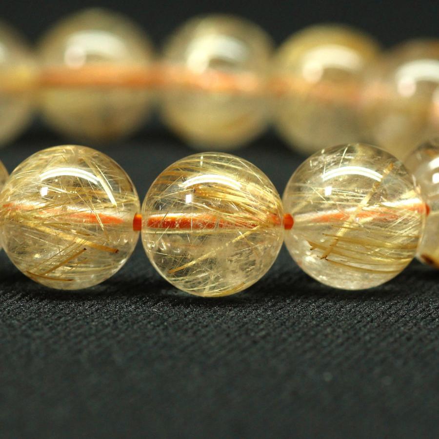 天然石ブレスレット 【王道の輝きと堂々たる存在感】 11〜12mm ゴールドルチルクォーツ 一点物【GHB152】 40ｇ 浄化発送京海堂の画像