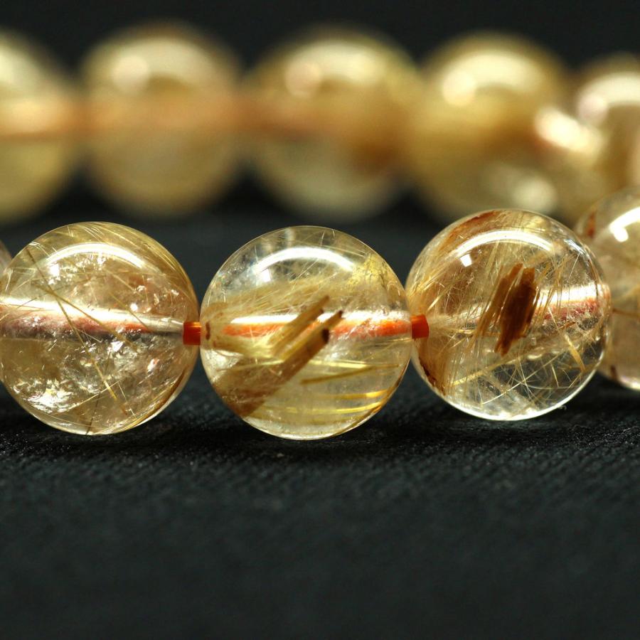 天然石ブレスレット 【繊細さと力強さのコントラスト】約12mm ゴールドルチル 一点物【GHB155】40ｇ 浄化発送 京海堂の画像