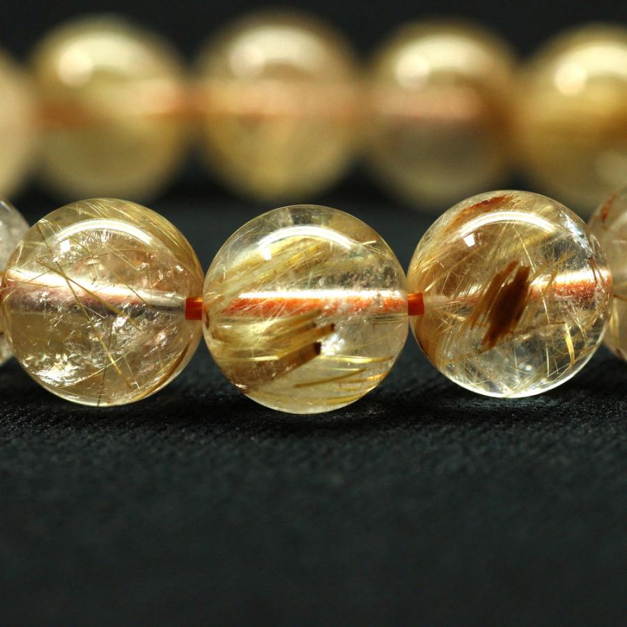 天然石ブレスレット 【繊細さと力強さのコントラスト】約12mm ゴールドルチル 一点物【GHB155】40ｇ 浄化発送 京海堂の画像