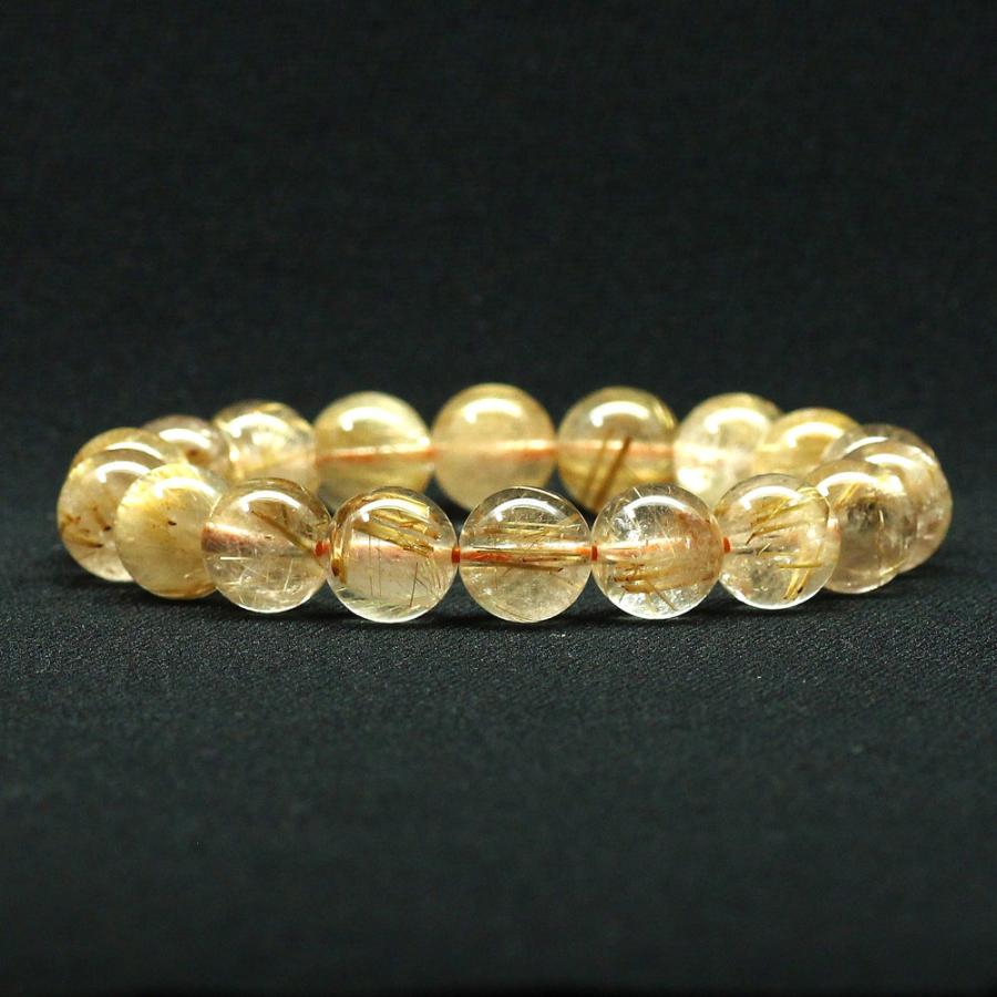 天然石ブレスレット 【繊細さと力強さのコントラスト】約12mm ゴールドルチル 一点物【GHB155】40ｇ 浄化発送 京海堂の画像