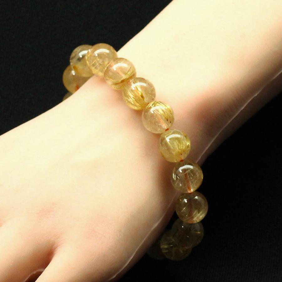 天然石ブレスレット 【繊細さと力強さのコントラスト】約12mm ゴールドルチル 一点物【GHB155】40ｇ 浄化発送 京海堂の画像