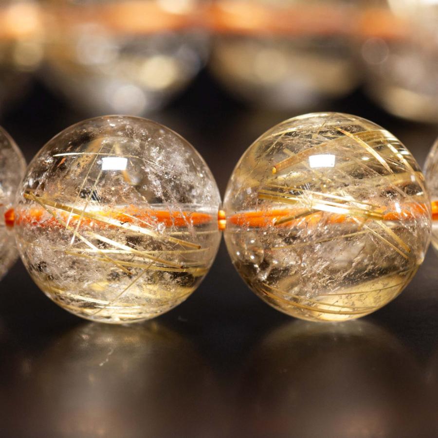 高品質ルチルクォーツ天然石ブレスレット 華やかで上品な手元に　13mm 57ｇ一点物【GHB159】ブレスレットケース付　京海堂の画像