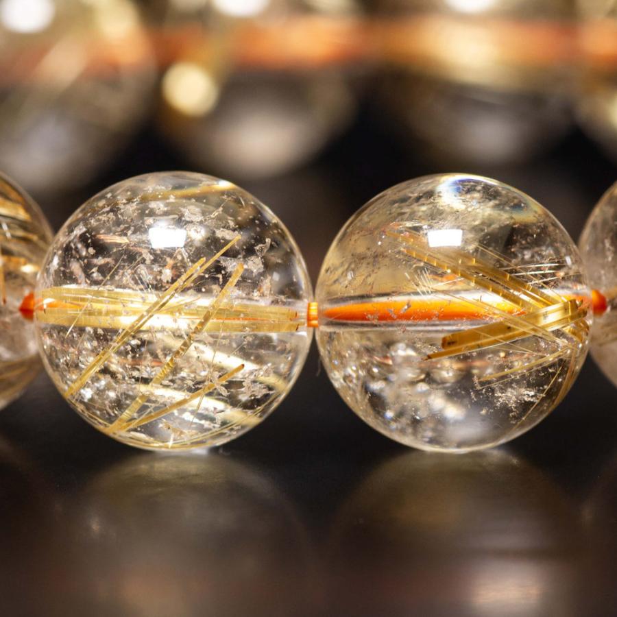 高品質ルチルクォーツ天然石ブレスレット 華やかで上品な手元に　13mm 57ｇ一点物【GHB159】ブレスレットケース付　京海堂の画像