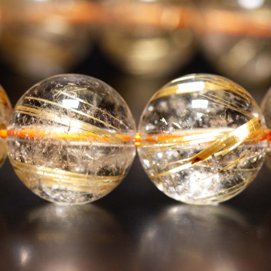 高品質ルチルクォーツ天然石ブレスレット 華やかで上品な手元に　13mm 57ｇ一点物【GHB159】ブレスレットケース付　京海堂の画像