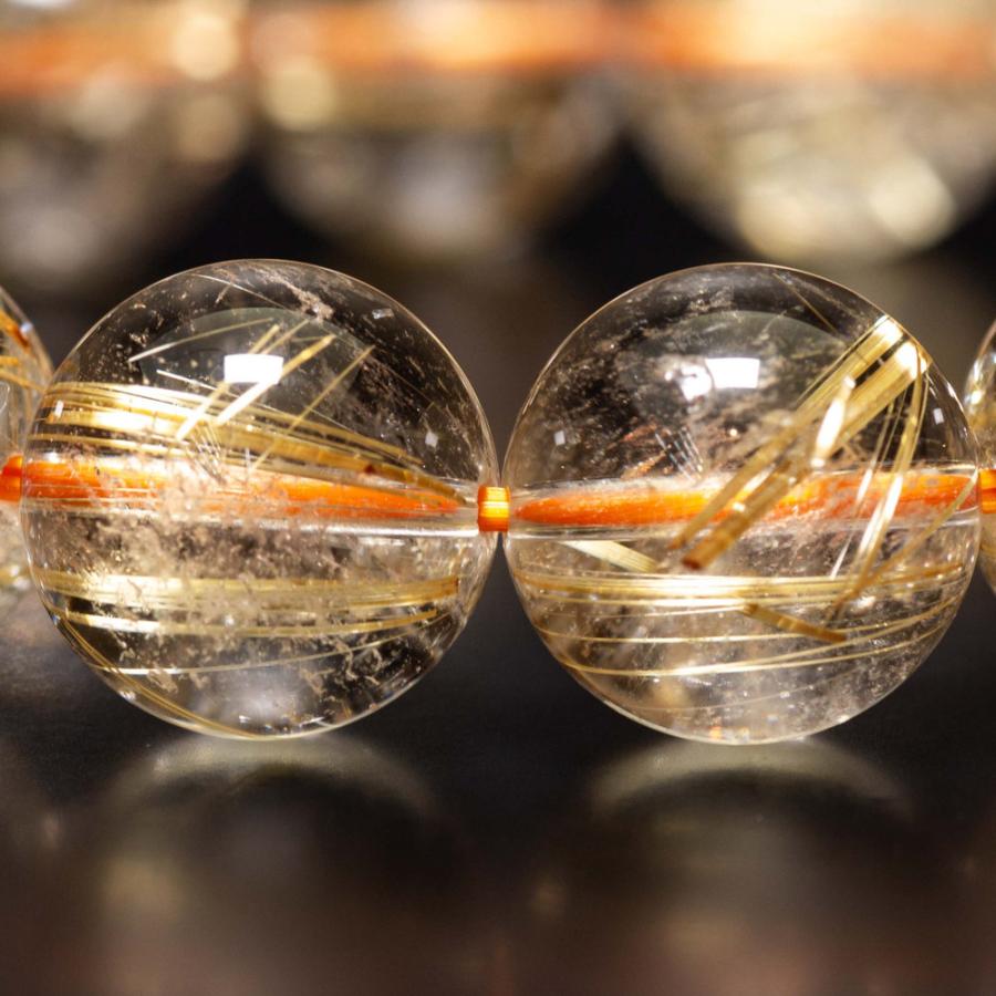 高品質ルチルクォーツ天然石ブレスレット 華やかで上品な手元に　13mm 57ｇ一点物【GHB159】ブレスレットケース付　京海堂の画像