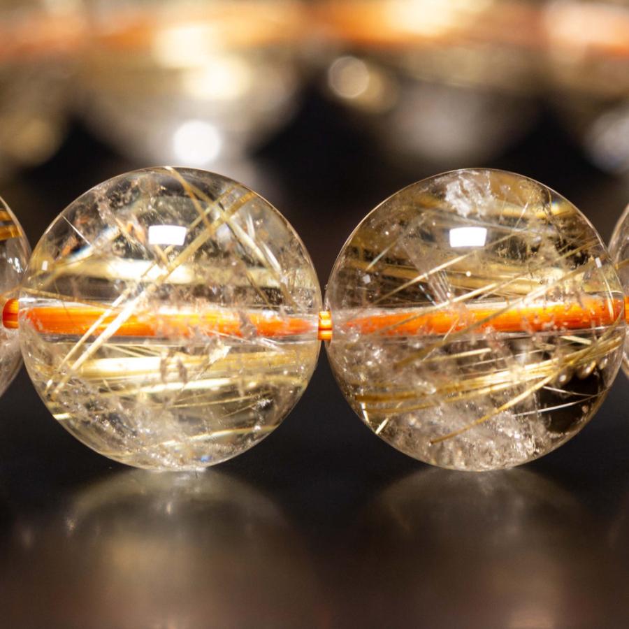 高品質ルチルクォーツ天然石ブレスレット 華やかで上品な手元に　13mm 57ｇ一点物【GHB159】ブレスレットケース付　京海堂の画像