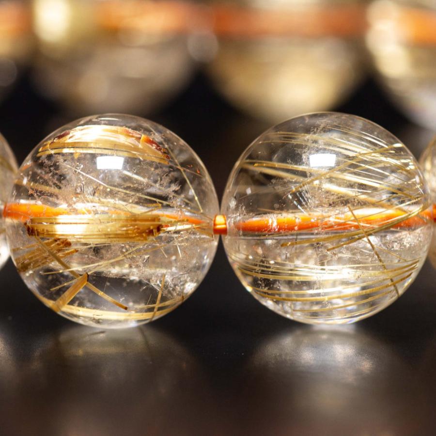 高品質ルチルクォーツ天然石ブレスレット 華やかで上品な手元に　13mm 57ｇ一点物【GHB159】ブレスレットケース付　京海堂の画像