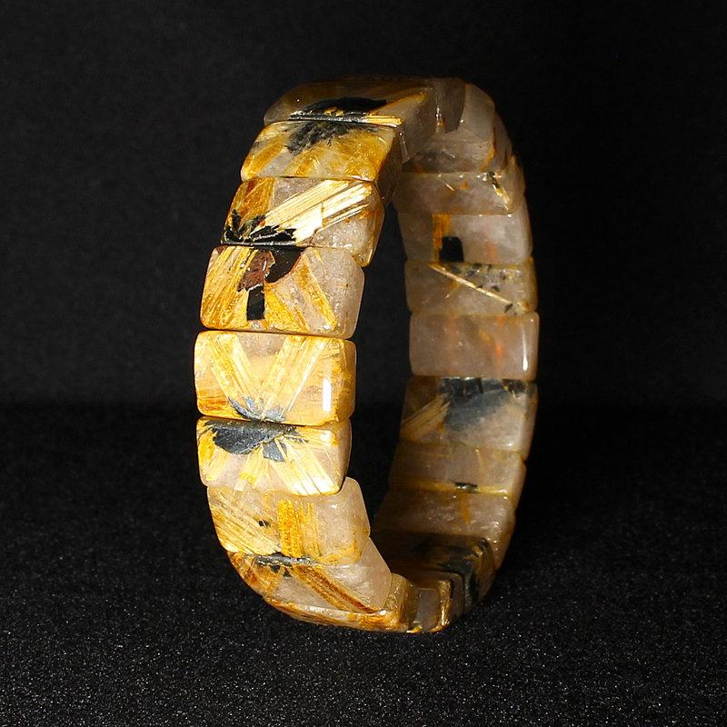 金運パワーが凄い！大地から伸びる【太陽放射ルチルバングル】約19mm