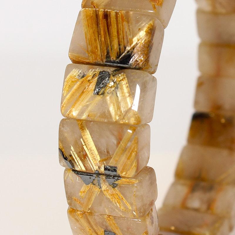 天然石ブレスレット 地球のエネルギーを感じる【太陽放射ルチルバングル】16mm 一点物 【GHB32・54g】 開運セット 京海堂の画像