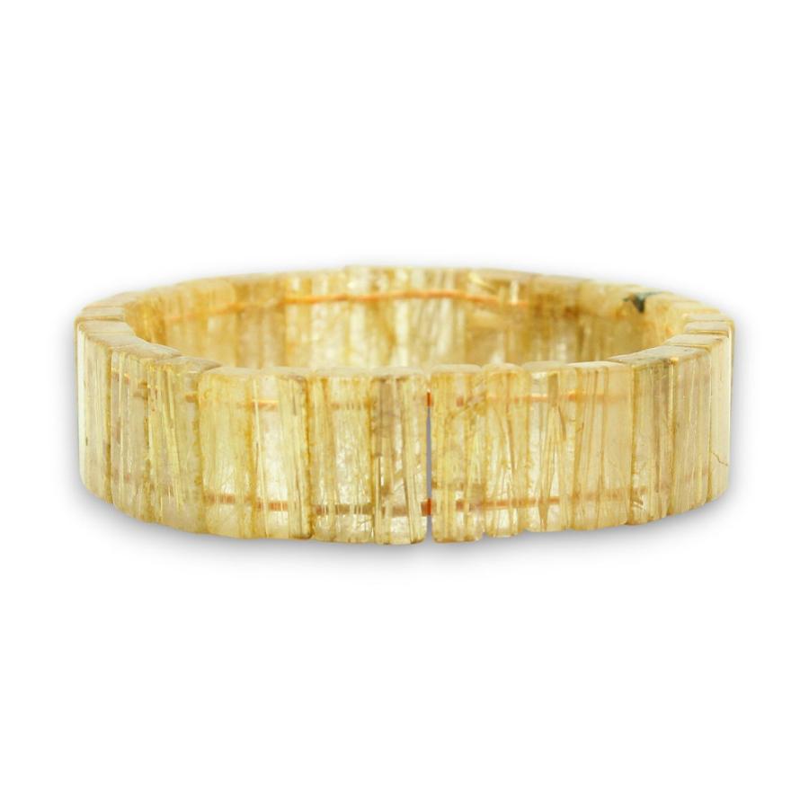 天然石ブレスレット 迫力満点☆並んだ金針が目を惹く【ルチルバングル】約18mm 一点物1【GHB38 51g】 金針水晶のお守り効果京海堂の画像