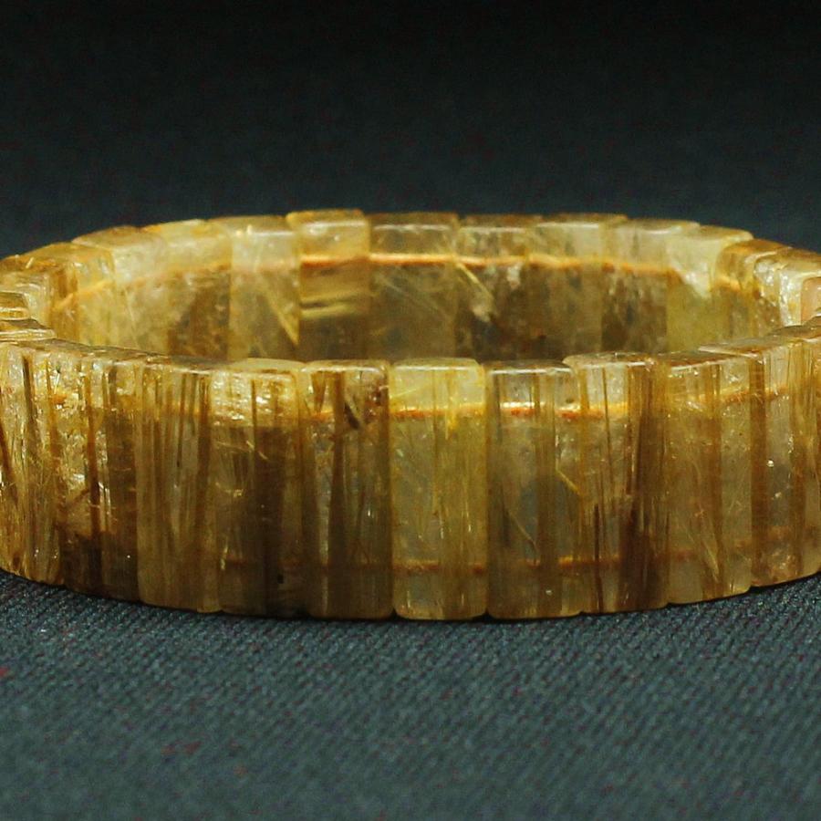 天然石ブレスレット 迫力満点☆並んだ金針が目を惹く【ルチルバングル