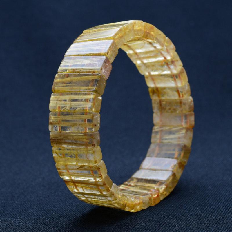 天然石 ゴールドルチルクォーツ バングル ブレスレット パワーストーン 金運 天然石ブレスレット 美しく並んだ金針の輝きが神秘的☆【ルチル