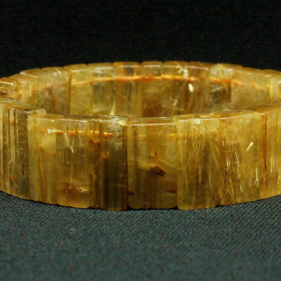 天然石ブレスレット  ルチルバングル 約17〜18mm 一点物 【GHB41・52g】金針水晶のお守り効果  送料無料 京海堂の画像