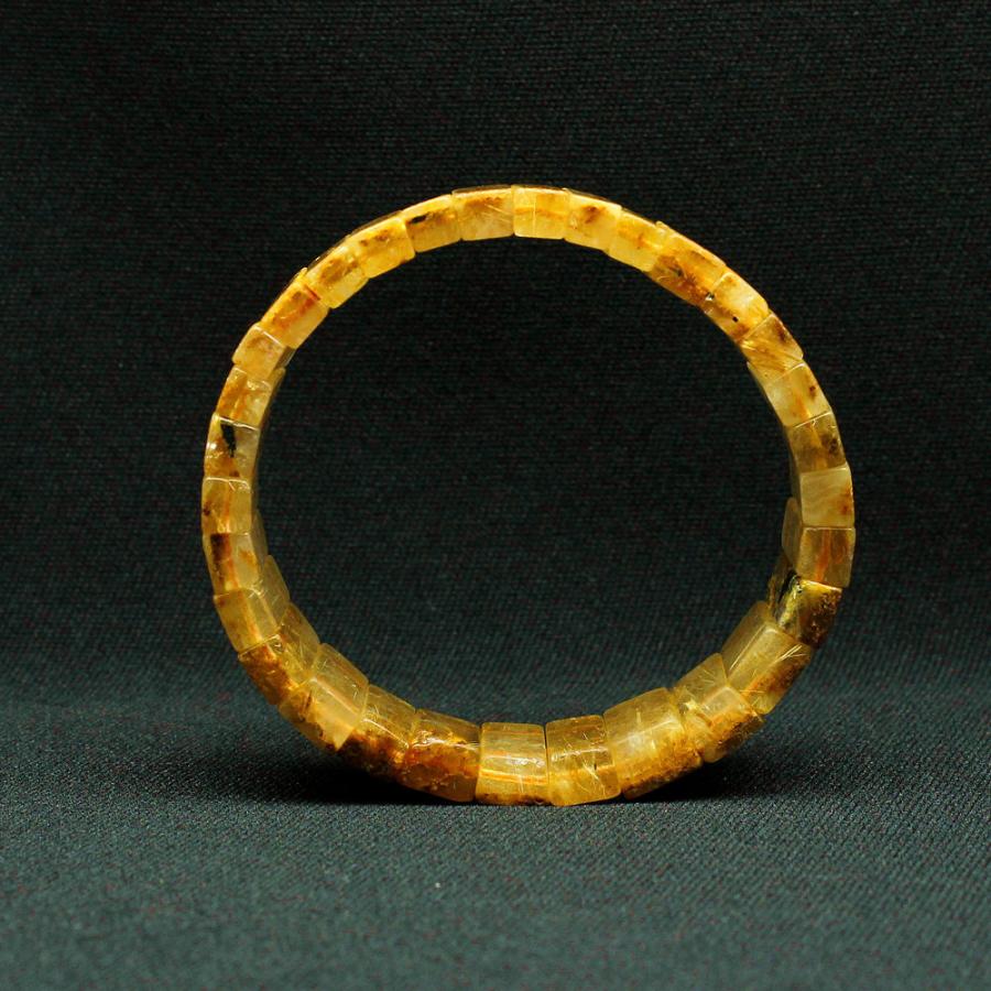 天然石ブレスレット  ルチルバングル 約17〜18mm 一点物 【GHB41・52g】金針水晶のお守り効果  送料無料 京海堂の画像
