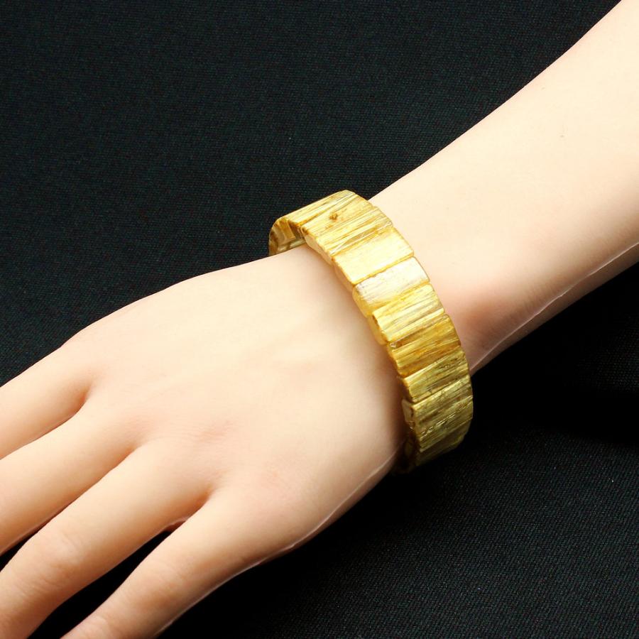 天然石ブレスレット  ルチルバングル 約17〜18mm 一点物 【GHB41・52g】金針水晶のお守り効果  送料無料 京海堂の画像