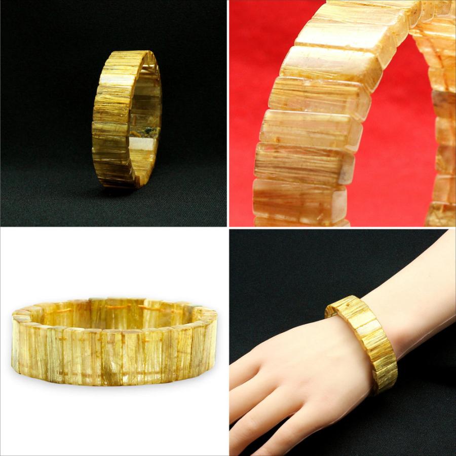 天然石ブレスレット  ルチルバングル 約17〜18mm 一点物 【GHB41・52g】金針水晶のお守り効果  送料無料 京海堂の画像
