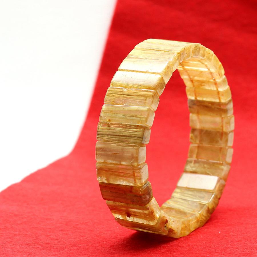 天然石ブレスレット  ルチルバングル 約17〜18mm 一点物 【GHB41・52g】金針水晶のお守り効果  送料無料 京海堂の画像