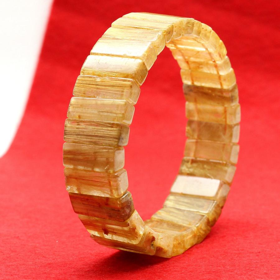 天然石ブレスレット  ルチルバングル 約17〜18mm 一点物 【GHB41・52g】金針水晶のお守り効果  送料無料 京海堂の画像