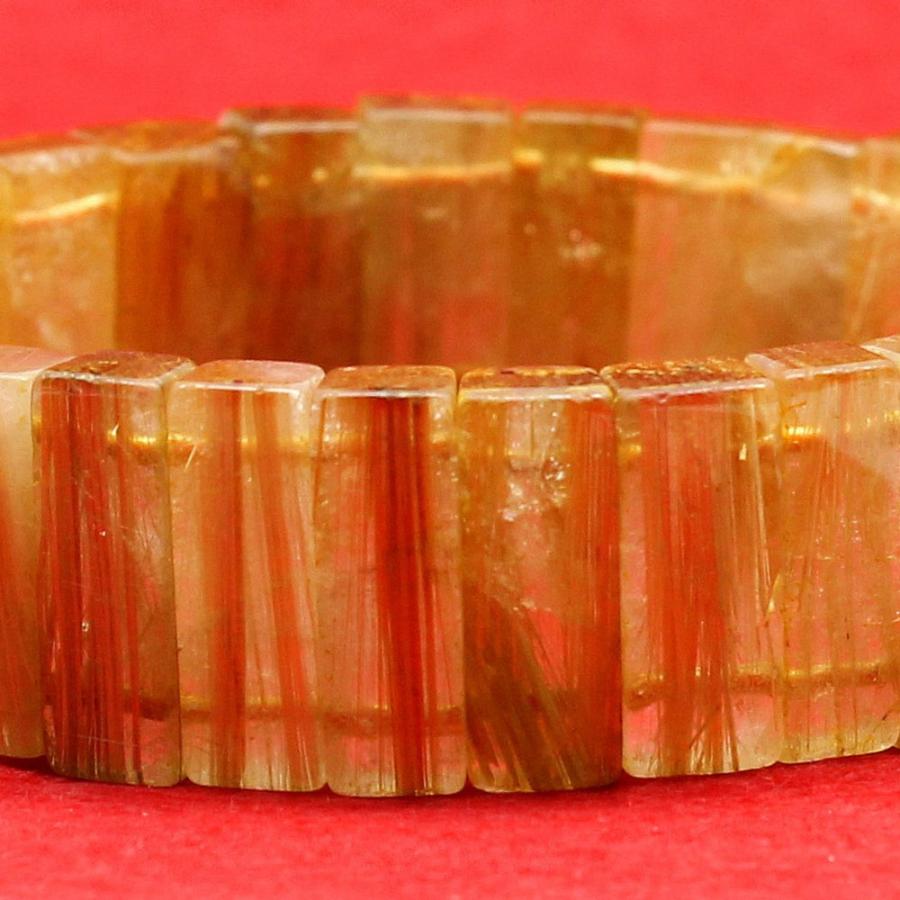 天然石ブレスレット  ルチルバングル 約17〜18mm 一点物 【GHB41・52g】金針水晶のお守り効果  送料無料 京海堂の画像