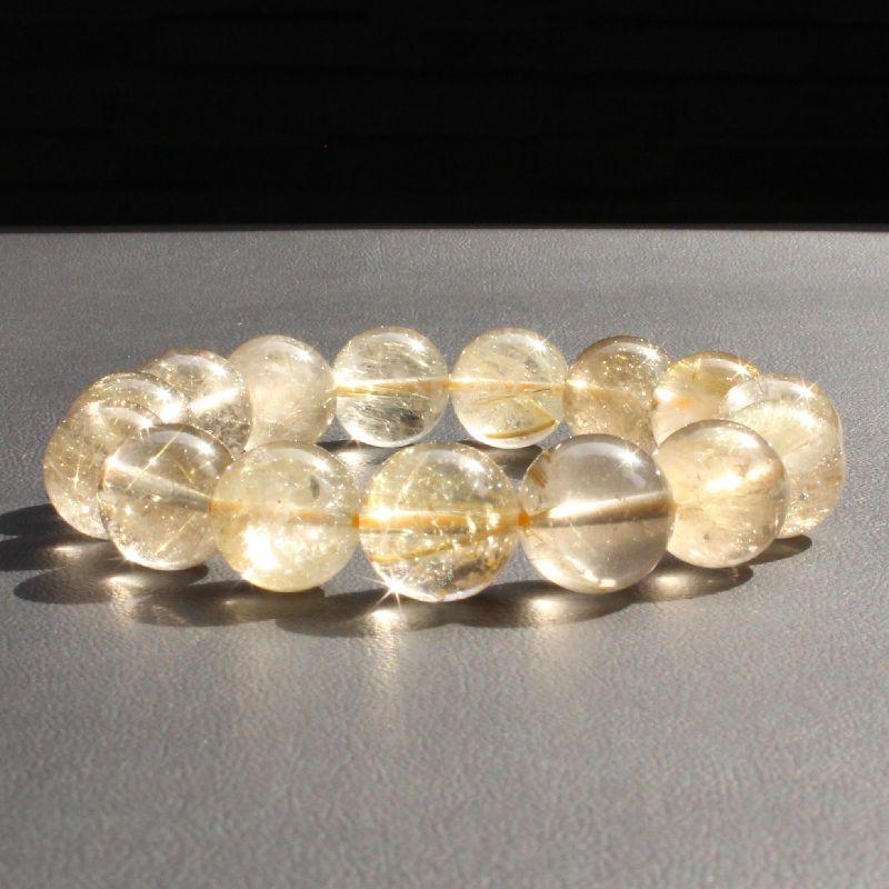 ゴールドルチルクォーツ 12ミリ 濃密内包の金針がきれい 粒売り