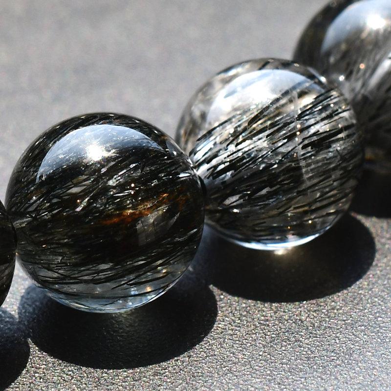 天然石ブレスレット 10mm ブラックトルマリンインクォーツ一点物【GHB60】 安定 高品質  浄化発送  京海堂の画像