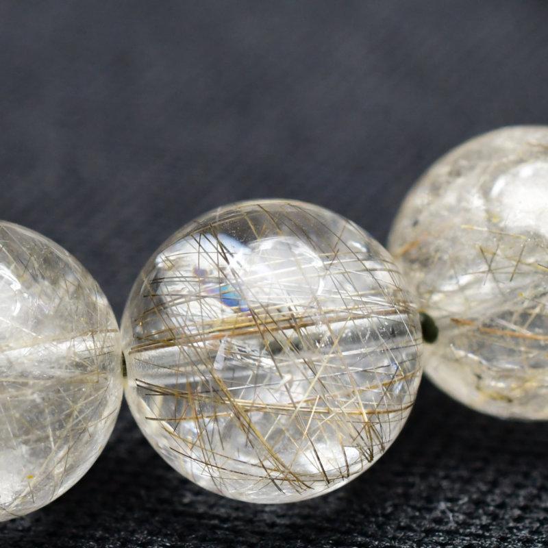 天然石ブレスレット 12mm シルバールチルクォーツ艶感 一点物【GHB86】 判断力 高品質 浄化発送 京海堂の画像