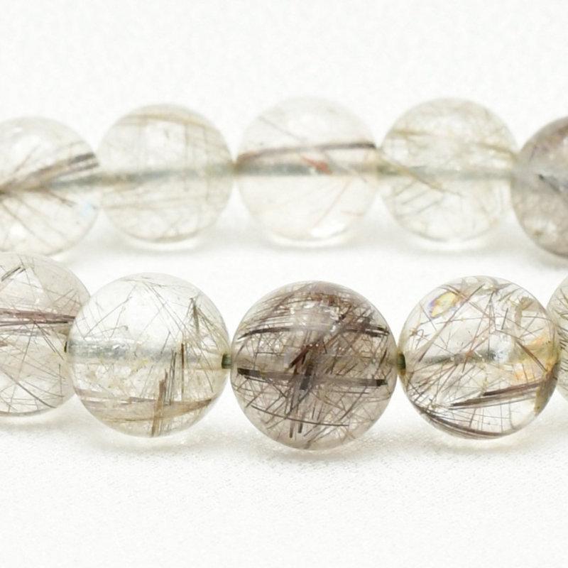 天然石ブレスレット 【透明感の中に光る繊細な銀の針と虹を宿す】12mm 
