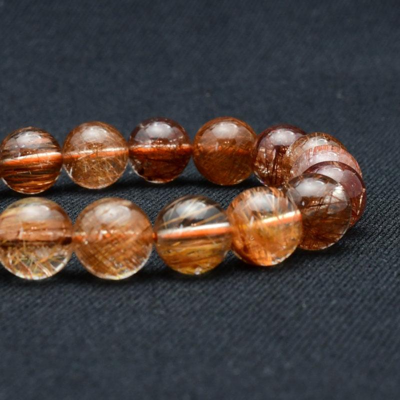 天然石ブレスレット 【シラー効果が洗練された存在感を魅せる逸品☆】10mmミックスルチルクォーツ 艶感 一点物【GHB91】 浄化発送 京海堂の画像