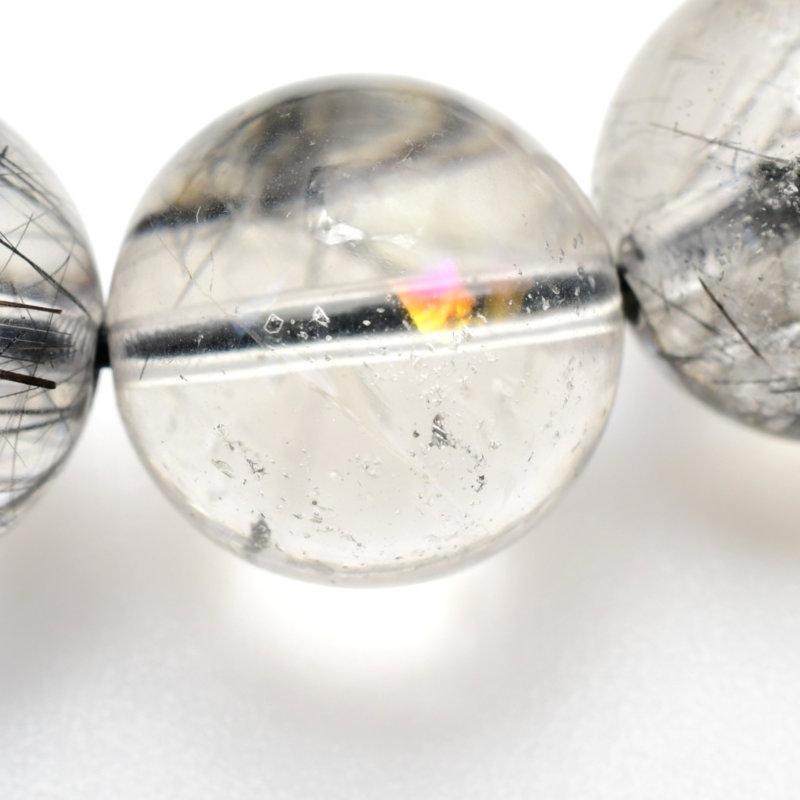天然石ブレスレット 【虹の輝き】11mm ブラックトルマリンインクォーツ