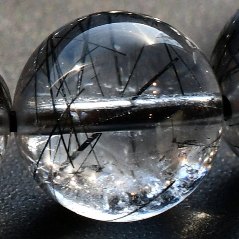 天然石ブレスレット 【虹の輝き】11mm ブラックトルマリンインクォーツ