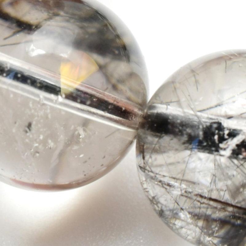 天然石ブレスレット 【虹の輝き】11mm ブラックトルマリンインクォーツ