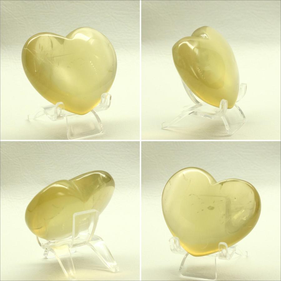 天然石 シトリン ハート原石 55g GHG9 台座付【優しい黄金色のハート