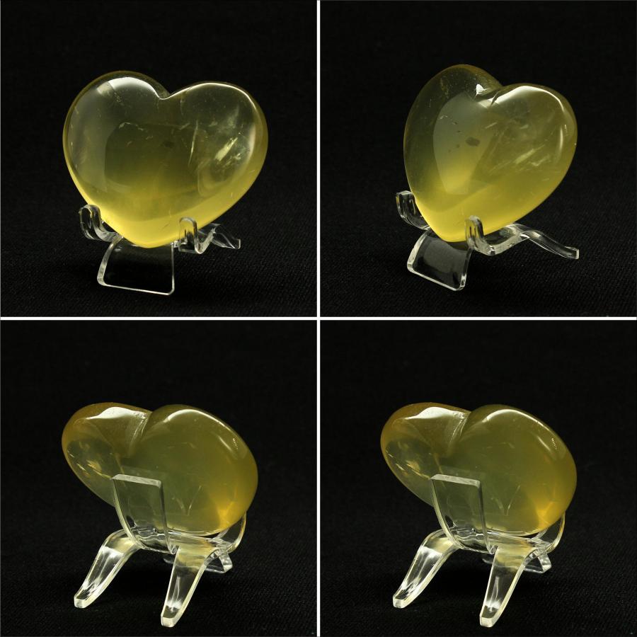 天然石 シトリン ハート原石 55g GHG9 台座付【優しい黄金色のハート