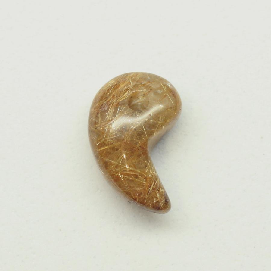 天然石 勾玉ゴールドルチル 約0.8g 濃密に詰まった黄金の輝き 仕事運 成功 お守り GHM20 交換用ゴム付＆巾着付 財運 石 京海堂の画像