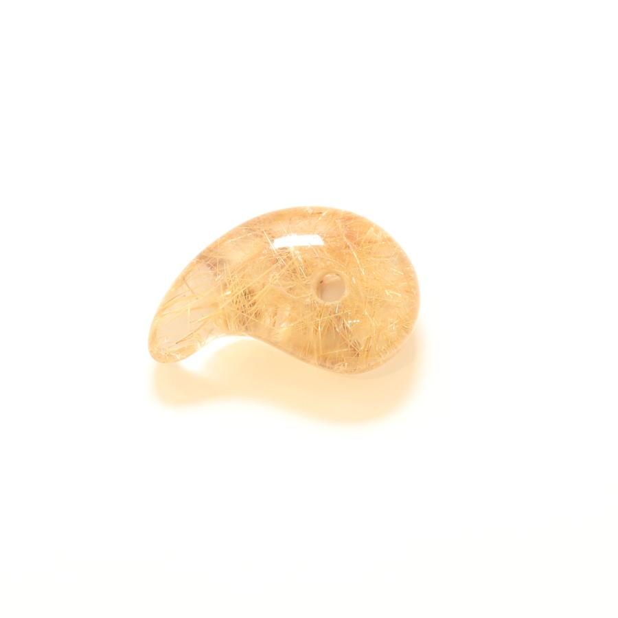 天然石 勾玉ゴールドルチル 約0.8g 優しいゴールドカラー 仕事運 成功 お守り GHM26 交換用ゴム付＆巾着付 財運 石 京海堂の画像