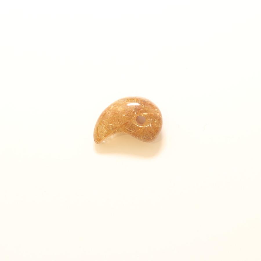 天然石 勾玉ゴールドルチル 約1.1g きらきらと上品な輝き 仕事運 成功 お守り GHM29 スエードコードor交換用ゴム付＆巾着付 財運 石 京海堂の画像
