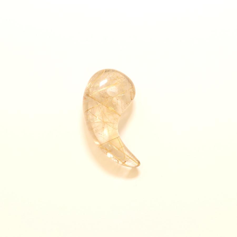 天然石 勾玉ゴールドルチル 約1.8g 透明感の中に輝くルチル 仕事運 成功 お守り GHM30 スエードコードor交換用ゴム付＆巾着付 財運 石 京海堂の画像