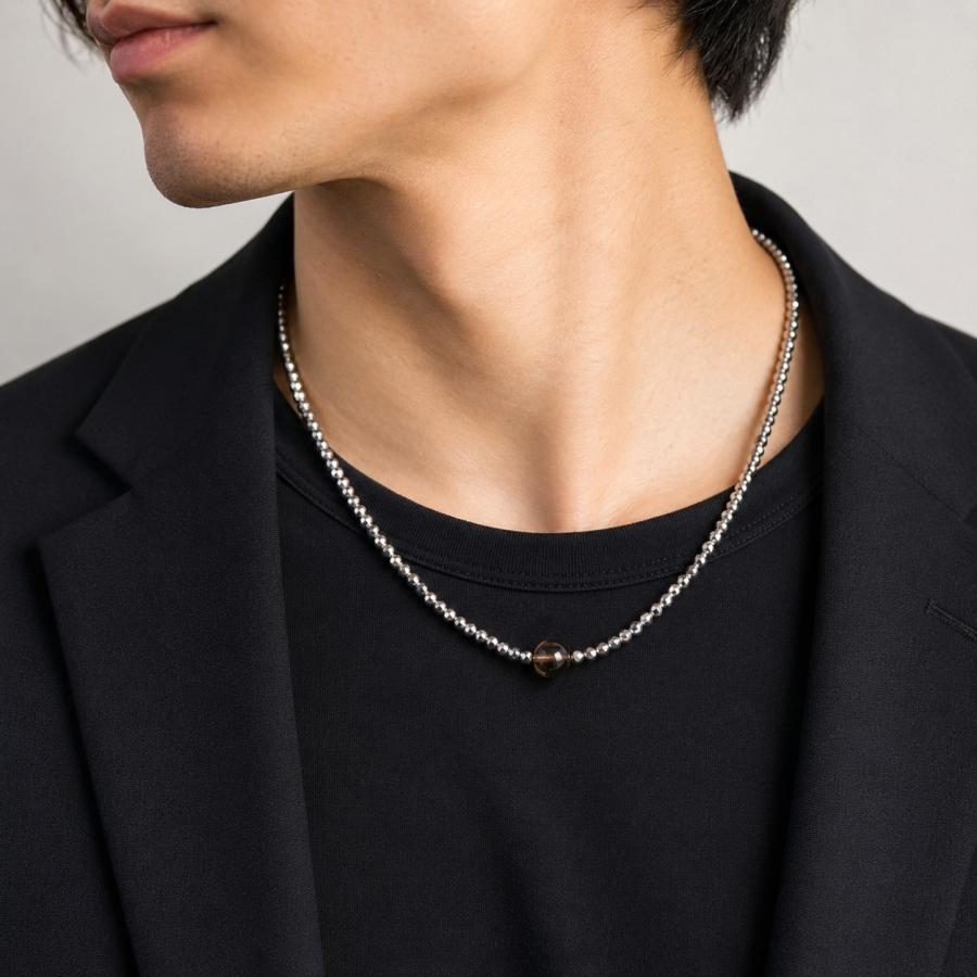 高級クリスタル十字架ペンダント テラヘルツ鉱石2mm玉 ネックレス 高