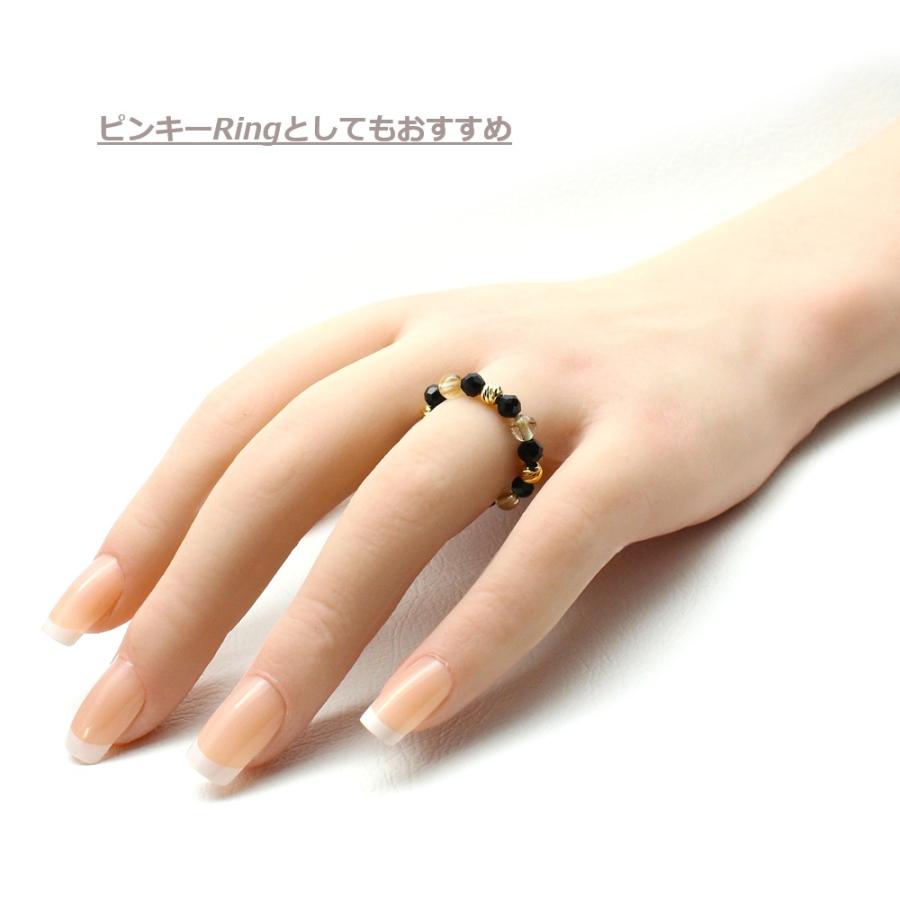 天然石 天然石 指輪  K18ゴールド オニキス ルチルクォーツ リング アクセサリーケース付【ブラック＆GOLD＆ルチルクォーツ】ghri3 当社オリジナル京海堂の画像